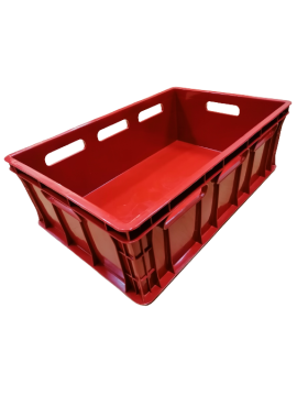 Plastikinė dėžė uždarais šonais ir dugnu 600x400x200 mm, Plastikinė dėžė uždarais šonais ir dugnu, plastikine deze, plastikines dezes, plastikine deze uzdara, plastikinė dėžė uždara, raudona plastikinė dėžė   